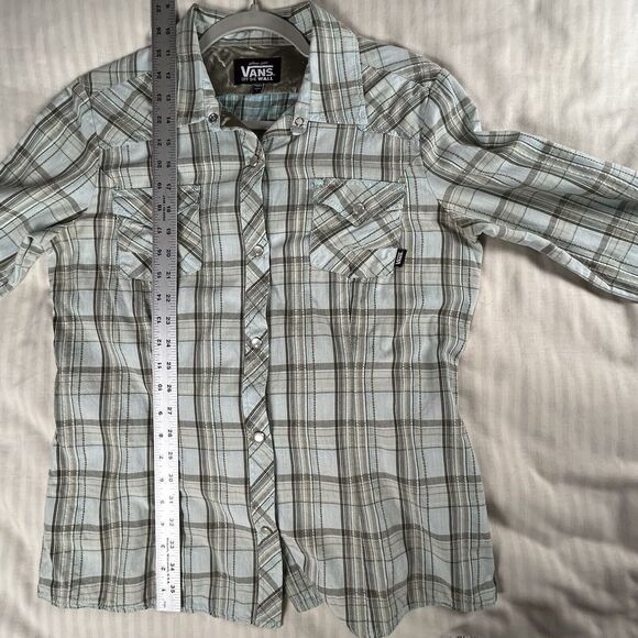 Vans Off The Wall Shirt Women’s Sz L Plaid Boho Cottagecore Cowgirl - Picture 7 of 8
